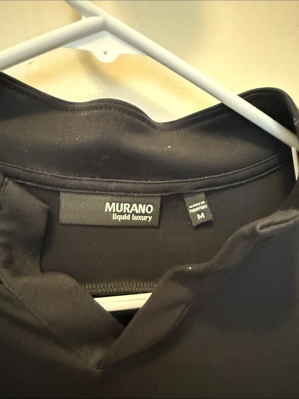 Murano Black Long-Sleeve V-Notch Mock Neck Top - Picture 2 of 3